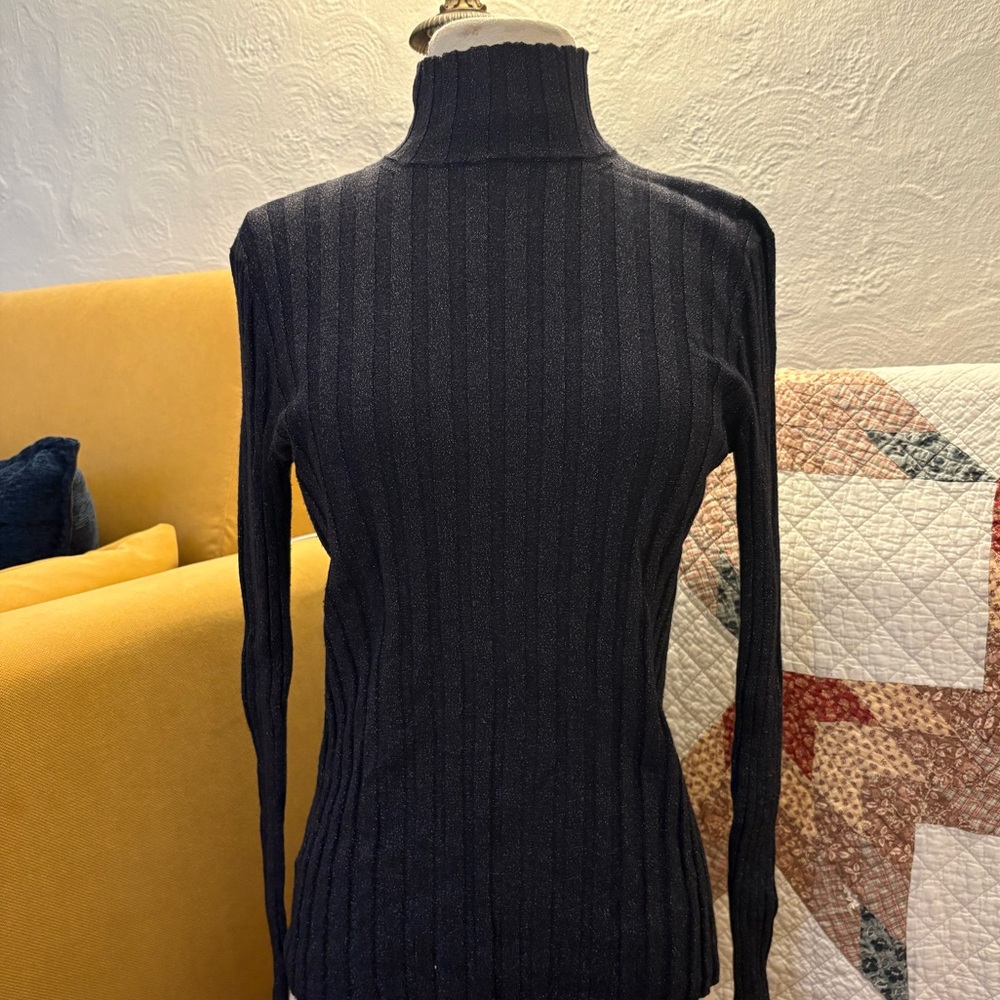 Worth Navy Ribbed Turtleneck Sweater